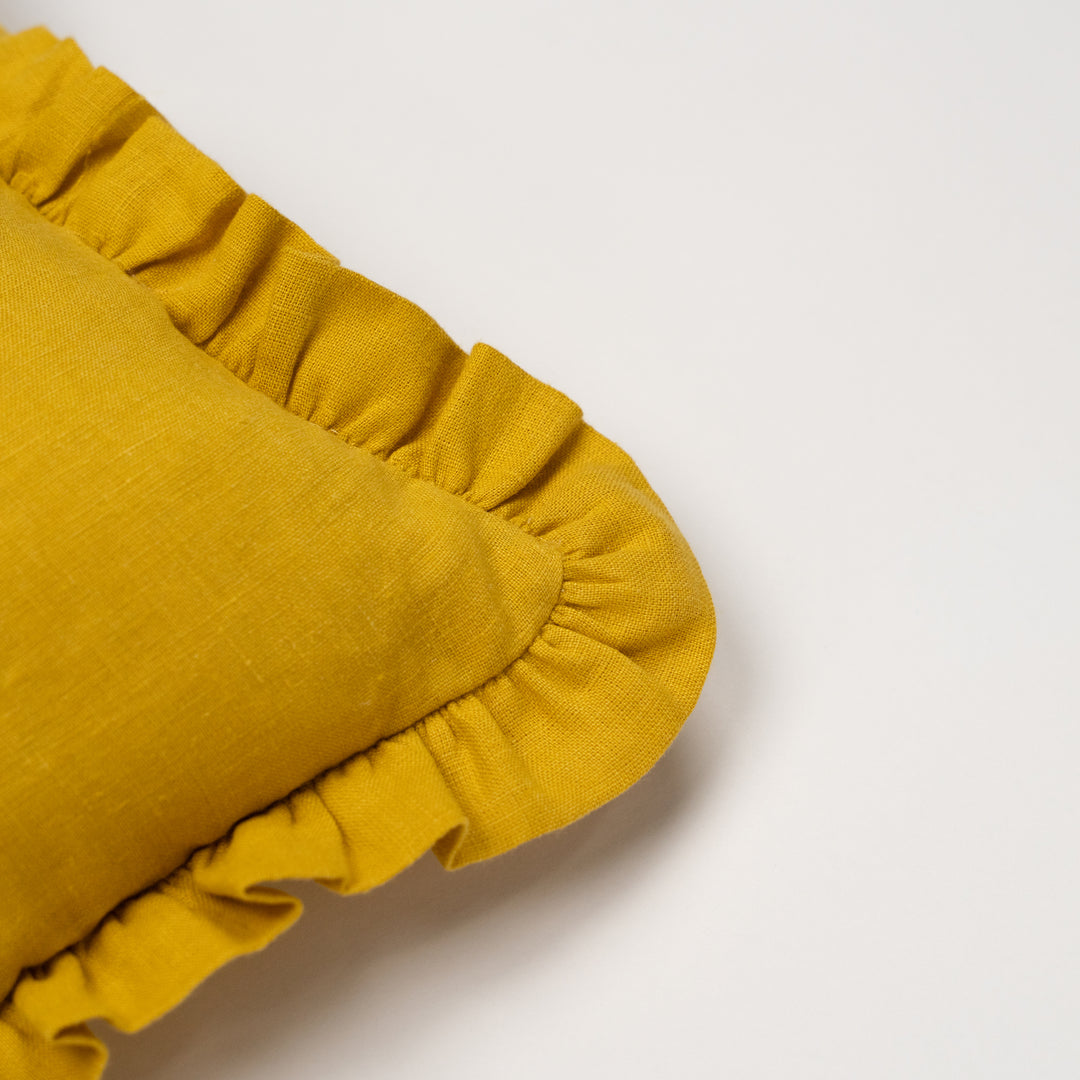mini cushion in organic linen | marigold