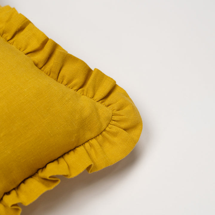 mini cushion in organic linen | marigold