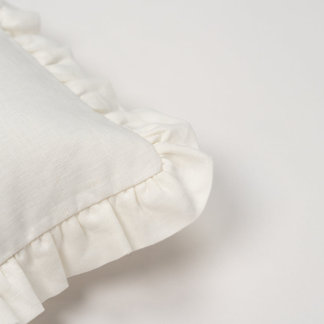 mini cushion in organic linen | ivory
