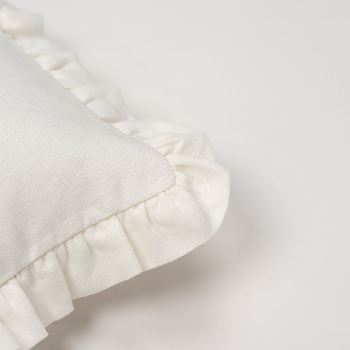 mini cushion in organic linen | ivory