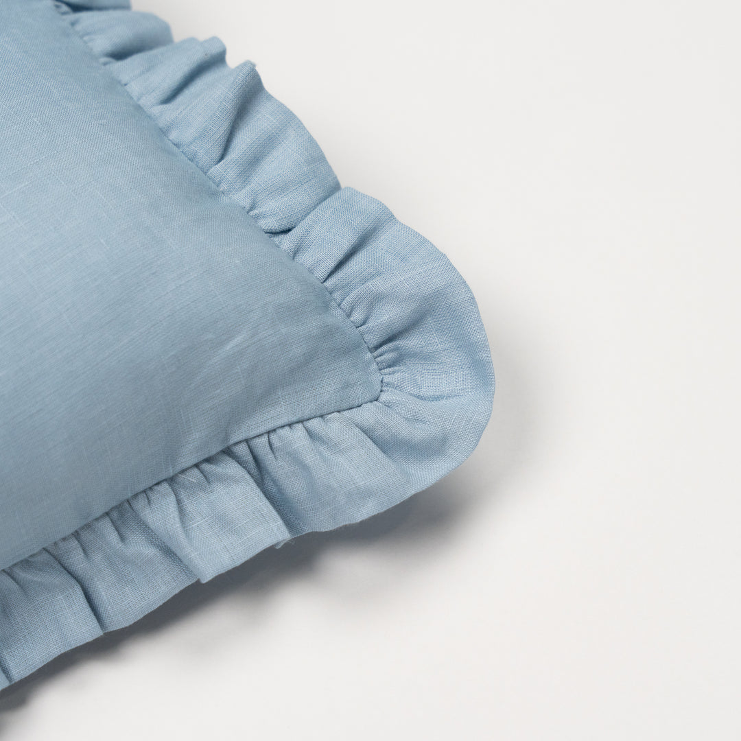 mini cushion in organic linen | blue