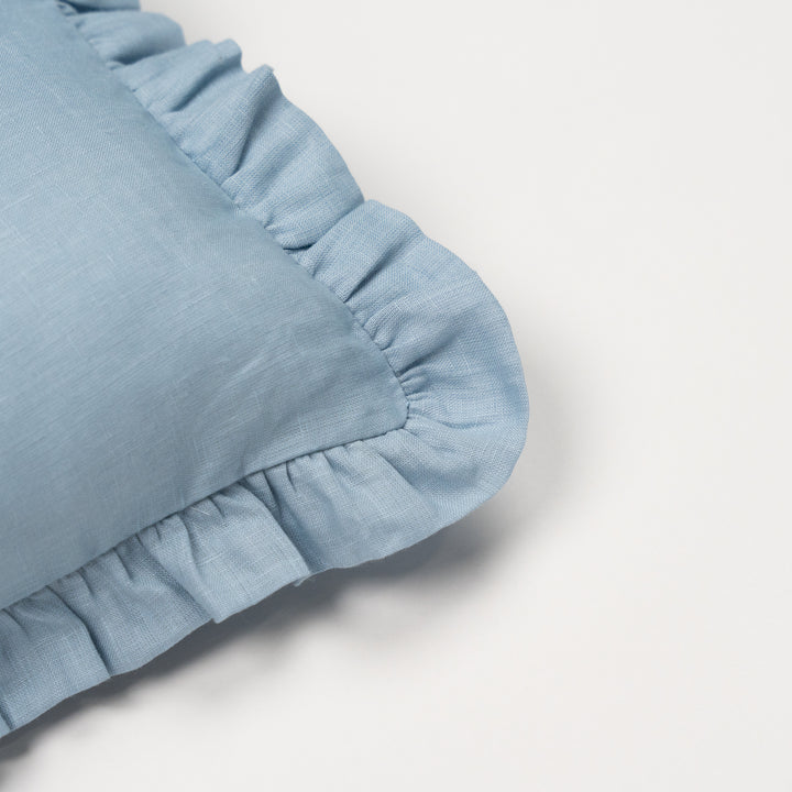 mini cushion in organic linen | blue