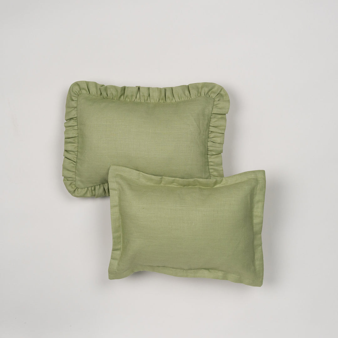 mini cushion in organic linen | sage