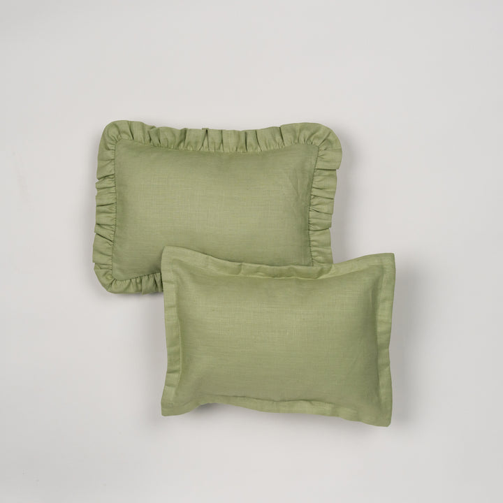 mini cushion in organic linen | sage