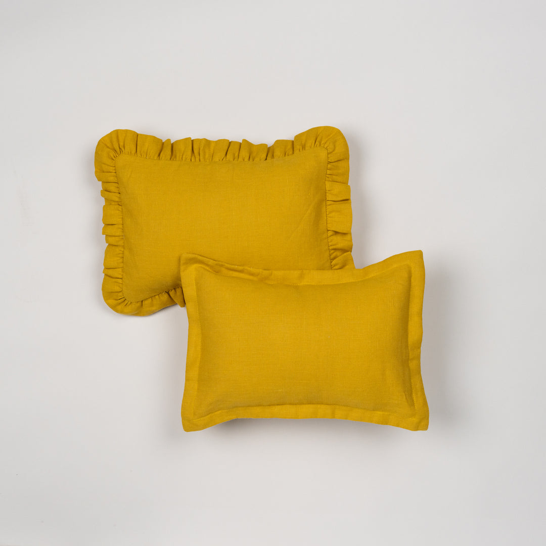 mini cushion in organic linen | marigold