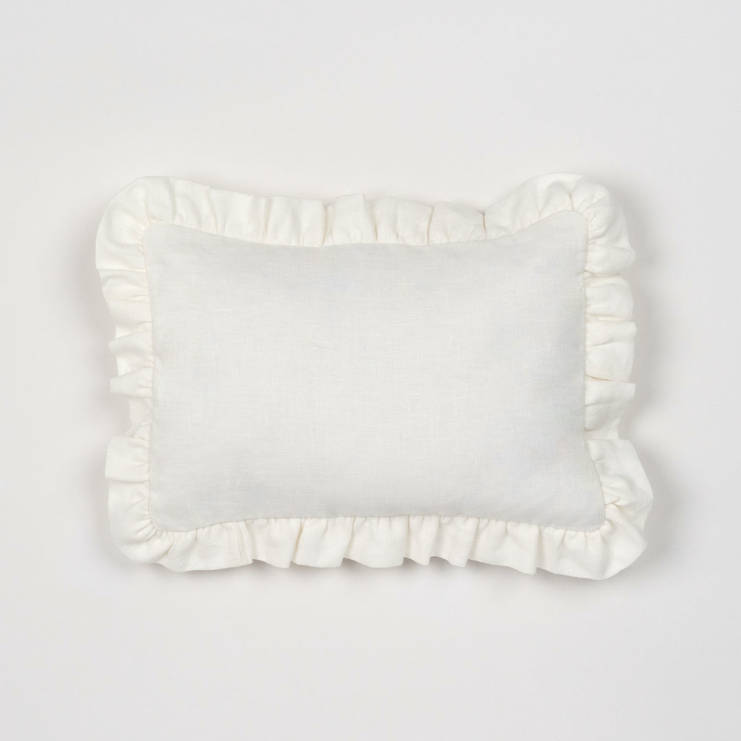 mini cushion in organic linen | ivory
