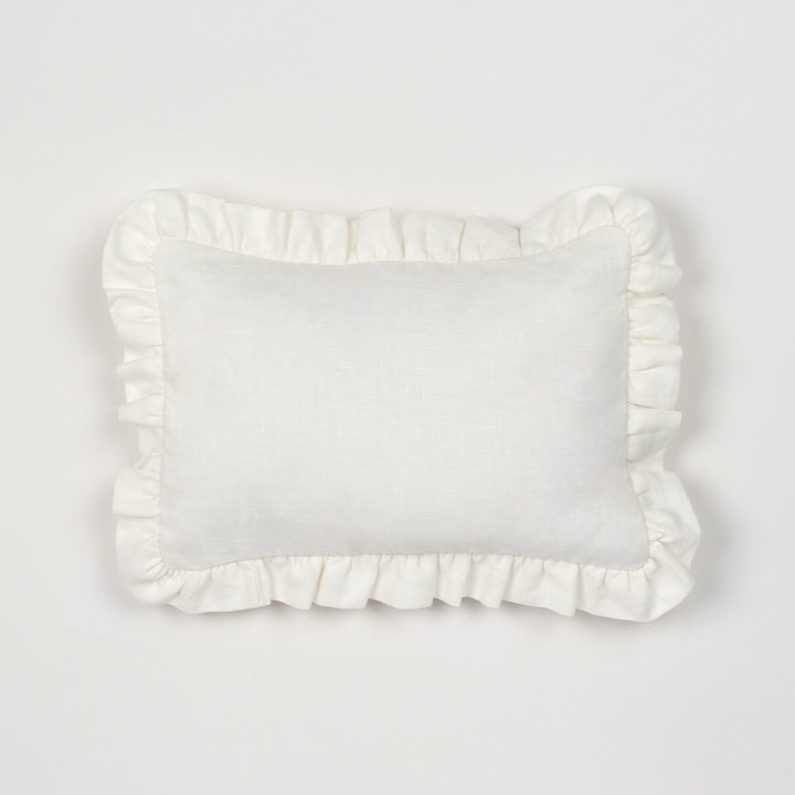 mini cushion in organic linen | ivory