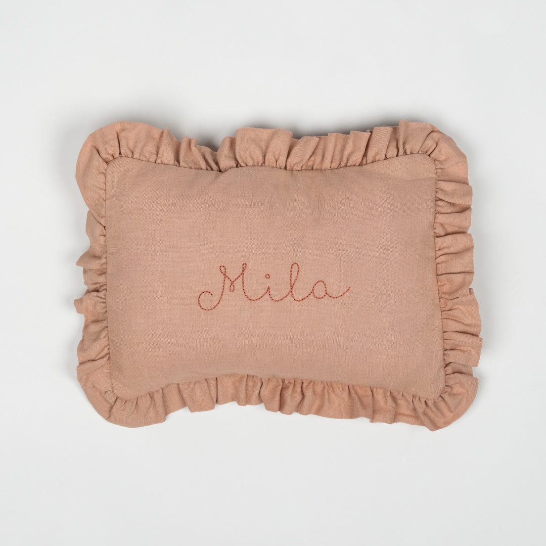 mini cushion in organic linen | french rose