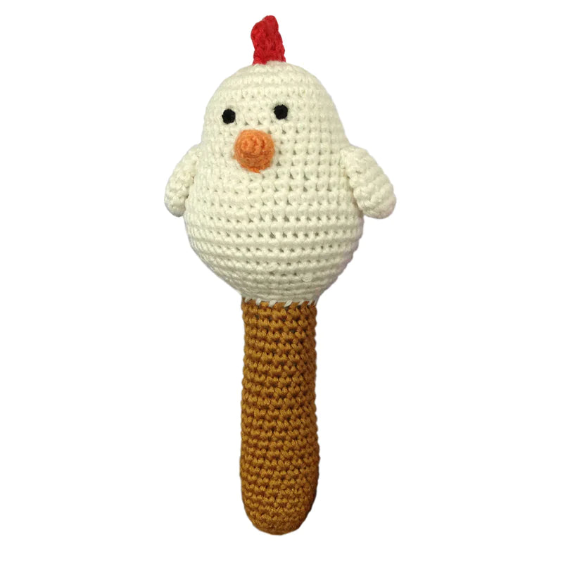 organic crochet hen rattle