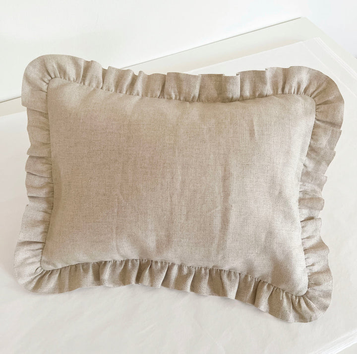 mini pillow in organic linen | natural