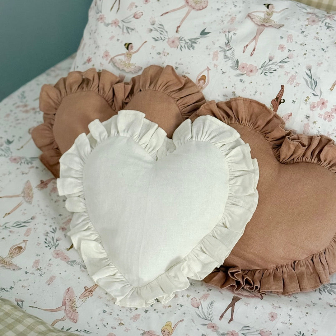 heart cushion in organic linen | french rose