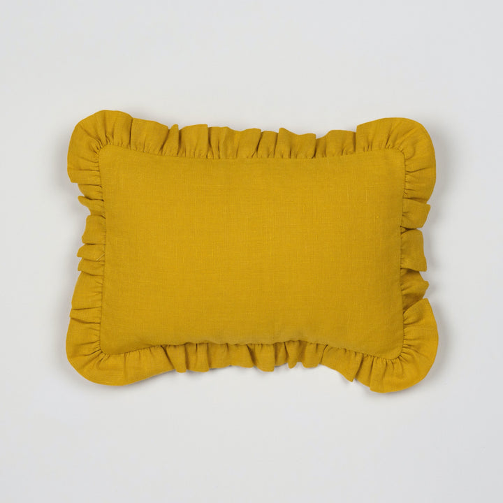 mini cushion in organic linen | marigold