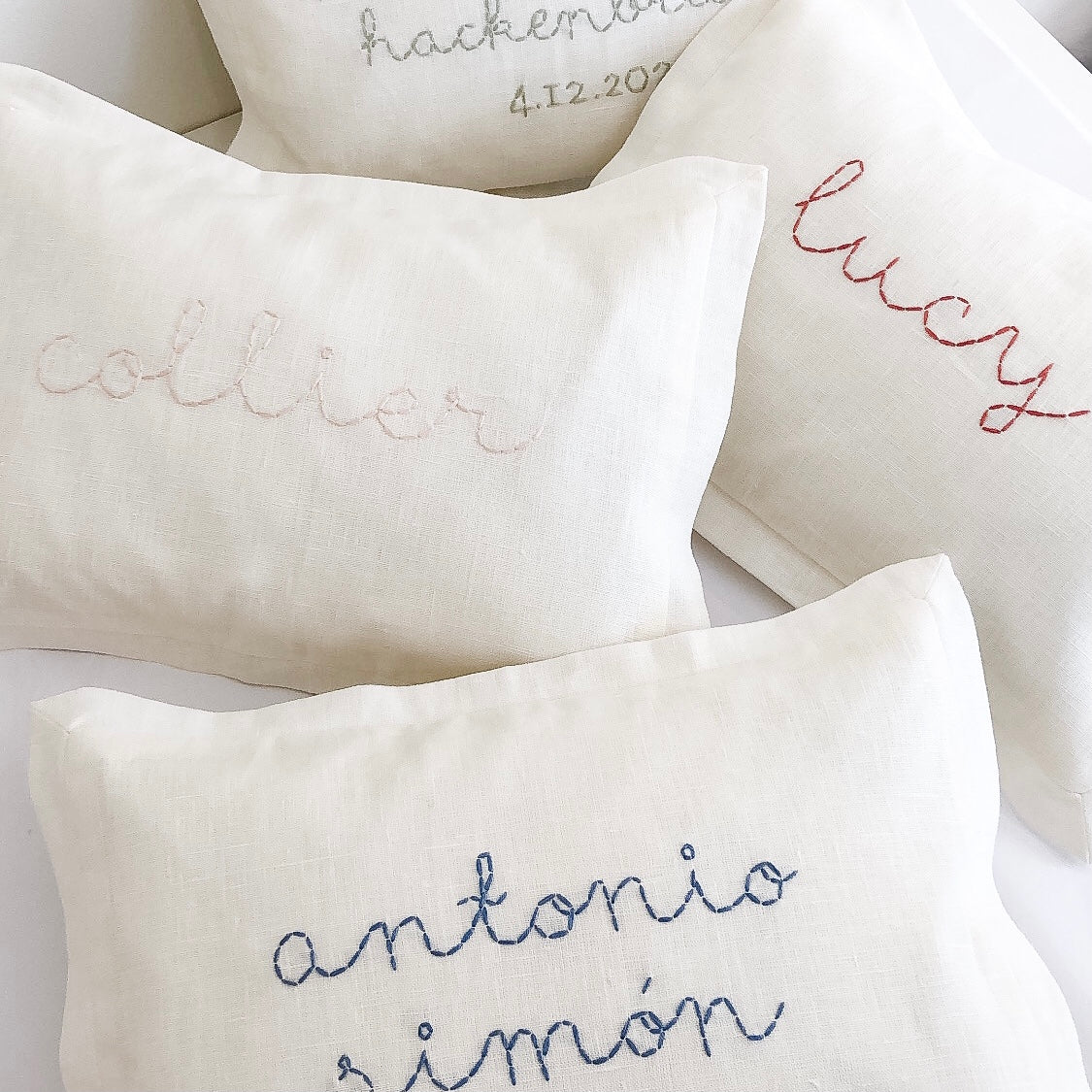 mini pillow in organic linen