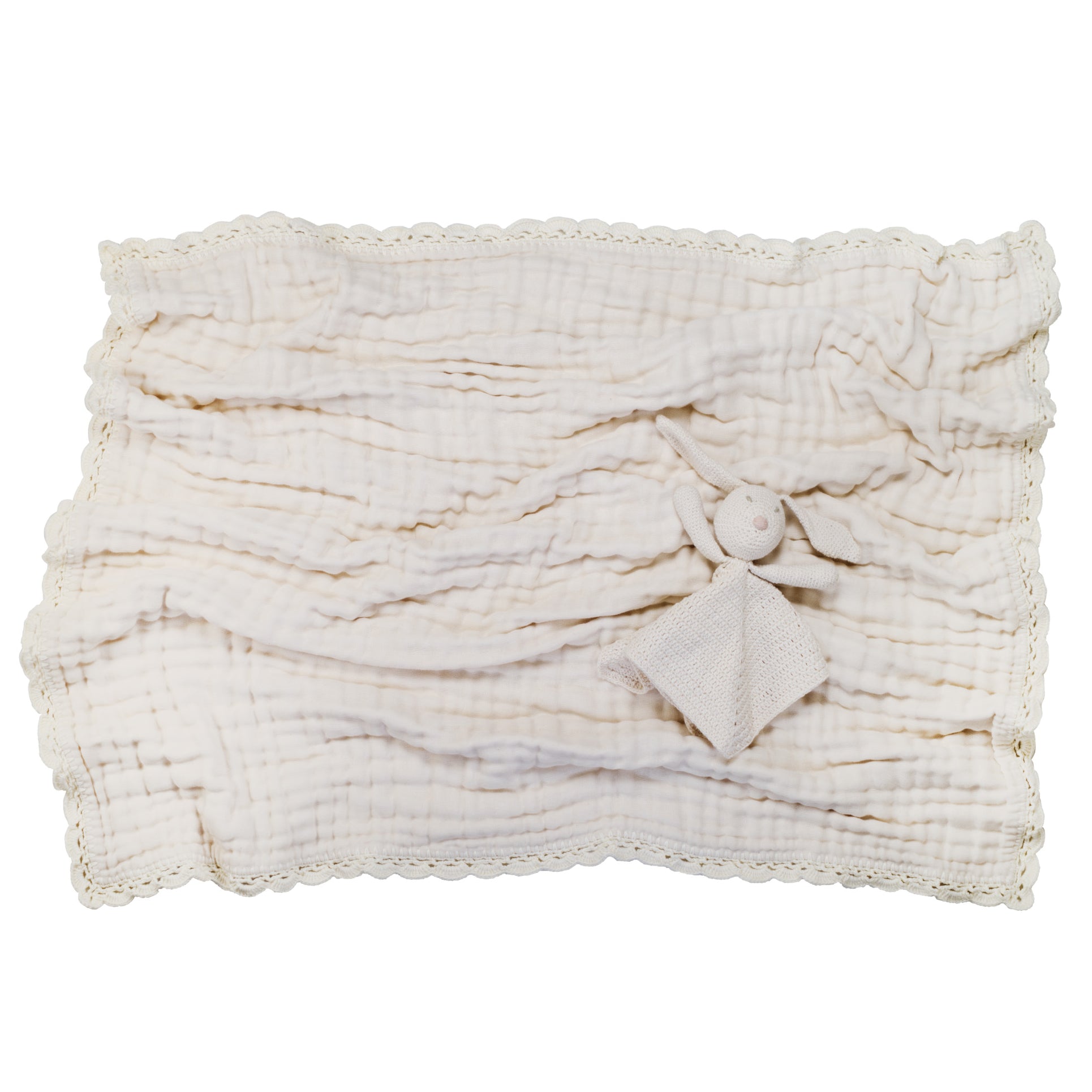 crochet trim blanket | natural